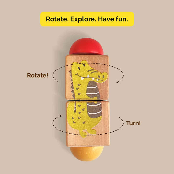 Animal Themed Wooden Rotate & Turn Puzzle (1+ Years)