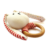 Striped Bunny Plush Teether and Rattle Ring Toy (0 Months+)