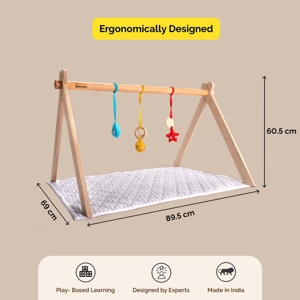 Wooden Baby Play Gym Set With Crochet Plush Toys For (0+ Months)