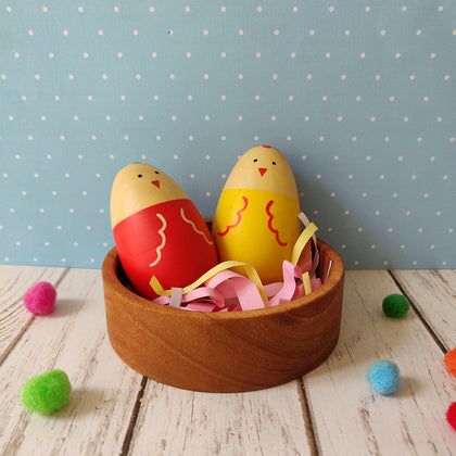 Wooden Chick Egg Shakers Toy Set for Babies (0 Months+)