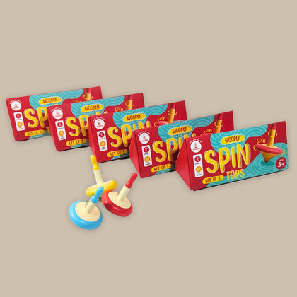 Wooden Spin Tops - Set Of 3 (3 Years+) I Pack of 5