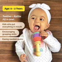 Wooden Organic Crochet Shaker - Baby Rattle Toy (0 Months+)