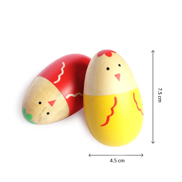 Wooden Chick Egg Shakers Toy Set for Babies (0 Months+)