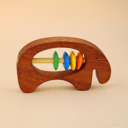 Neem wooden elephant rattle for babies (0 Months+)