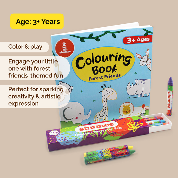 Forest Friends Colouring Book and Organic Crayon Kit  (3 Years+)