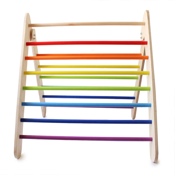 Sturdy Wooden Foldable Rainbow Pikler Triangle For Babies & Toddlers (6+ Months) - Montessori Toy