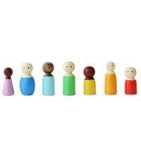 Colourful 7-Piece Set of Wooden Diverse Peg Dolls (3 Years+)