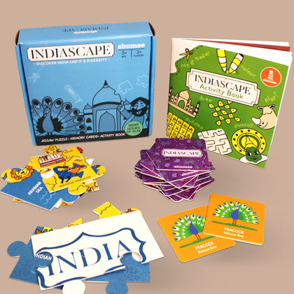 Indiascape Learning Set - Memory Cards, Activity Book, and Puzzle (5 Years+)