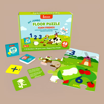 Farm Themed Floor Puzzle & Card Game Set (3+ Years)