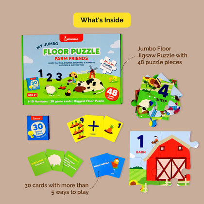 Farm Themed Floor Puzzle & Card Game Set (3+ Years)