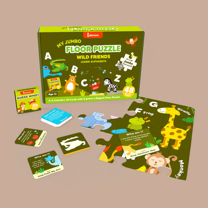 Jungle Themed Floor Puzzle & Card Game Set (3+ Years)