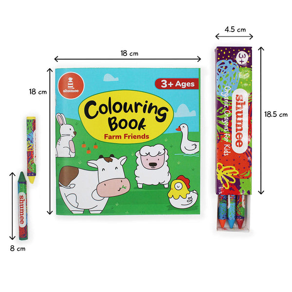 Colouring Book & Organic Crayon Kit (3 Years+) | Farm Theme | Pack of 5