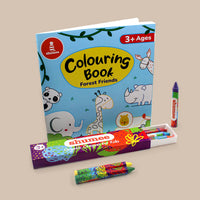 Organic Crayon Kit and Forest Friends Colouring Book (3 Years+)