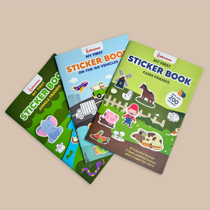 Sticker Book Combo - Farm + Jungle + Vehicle themed stickers- 160+stickers each-3 years+