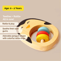 Wooden Penguin Rattle Toy for Babies (0 Months+)