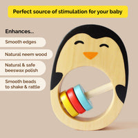 Wooden Penguin Rattle Toy for Babies (0 Months+)