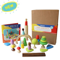 24-Piece Wooden Pretend Play Set with Peg Dolls (3 Years+)