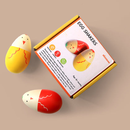 Wooden Chick Egg Shakers Toy Set for Babies (0 Months+)