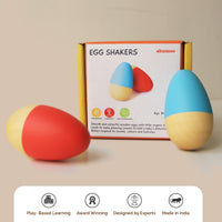 Orange & Blue Wooden Egg Shakers  - 0 Months+