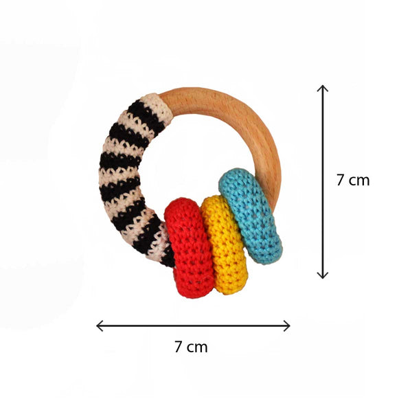 High Contrast Crochet and Wooden Rattles Set for Babies (0 Months+)