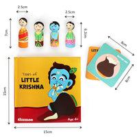 Wooden Little Krishna Combo Set - Peg Dolls, Memory Cards, and Book (4 Years+)