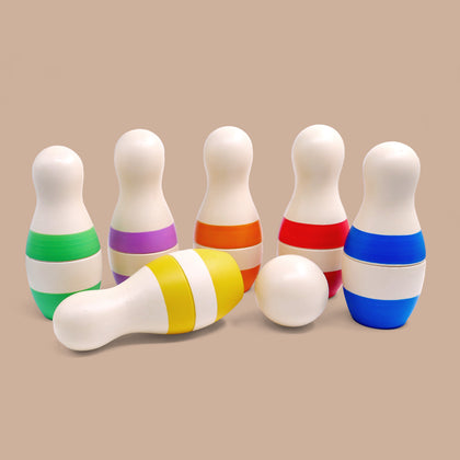 Mini Stripes Bowling Pins Set || 6 Pins, 1 Ball  (2 Years+)