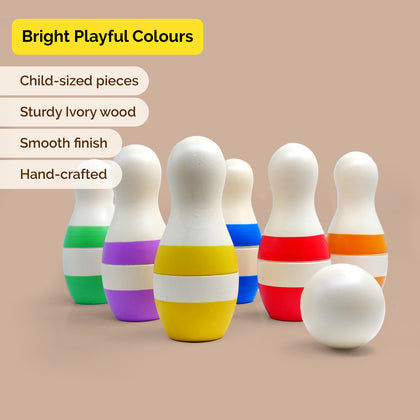 Mini Stripes Bowling Pins Set || 6 Pins, 1 Ball  (2 Years+)