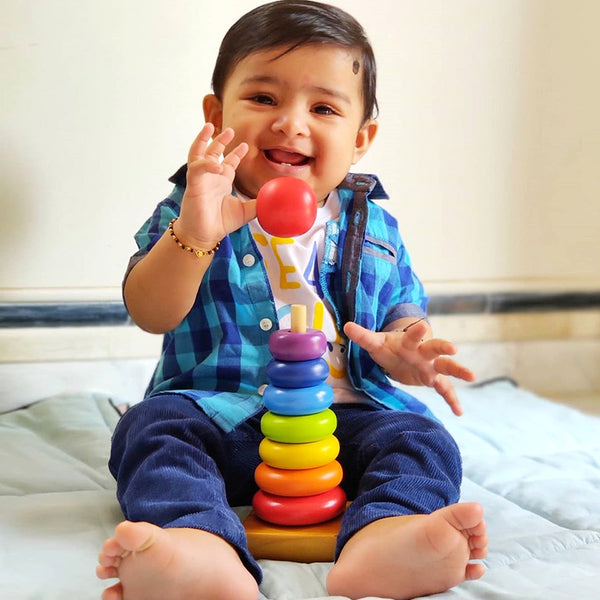 Wooden Rainbow Stacker Rings Toy (1 Years+)