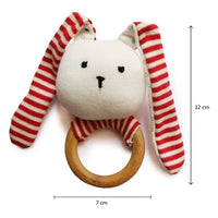 Striped Bunny Plush Teether and Rattle Ring Toy (0 Months+)