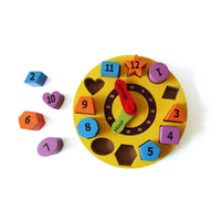 Wooden Shape Sorting Clock - Learning Toy with 12 Colourful Pieces (2 Years+)