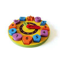 Wooden Shape Sorting Clock - Learning Toy with 12 Colourful Pieces (2 Years+)