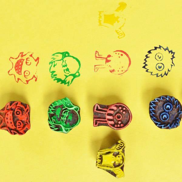 Monster Fun Wooden Stamps Set - 3 Years+