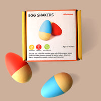 Orange & Blue Wooden Egg Shakers  - 0 Months+