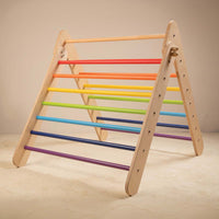 Sturdy Wooden Foldable Rainbow Pikler Triangle For Babies & Toddlers (6+ Months) - Montessori Toy