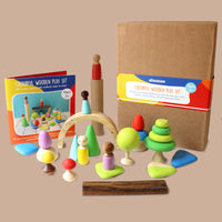 24-Piece Wooden Pretend Play Set with Peg Dolls (3 Years+)