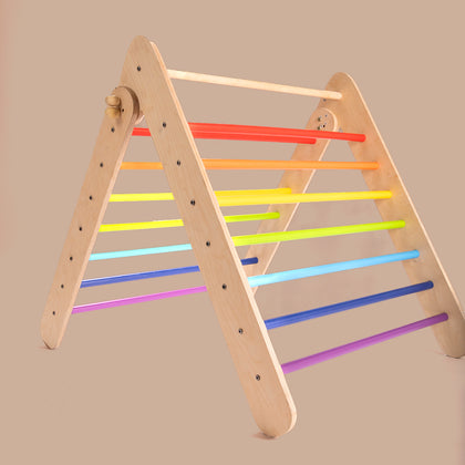 Sturdy Wooden Foldable Rainbow Pikler Triangle For Babies & Toddlers (6+ Months) - Montessori Toy