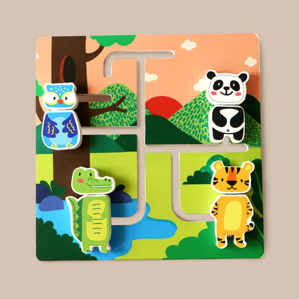Wooden Jungle Animal Maze Toy set for Toddlers (2 Years+)