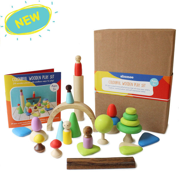 Wooden Peg Dolls : 24 Pieces Play Set With Wooden Peg Dolls for Kids ...